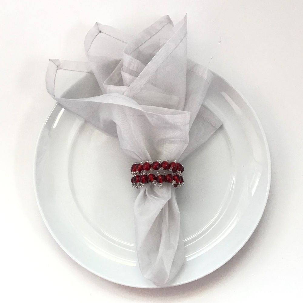 PIER 1 Napkins Silver Organza Sheer Set of 8